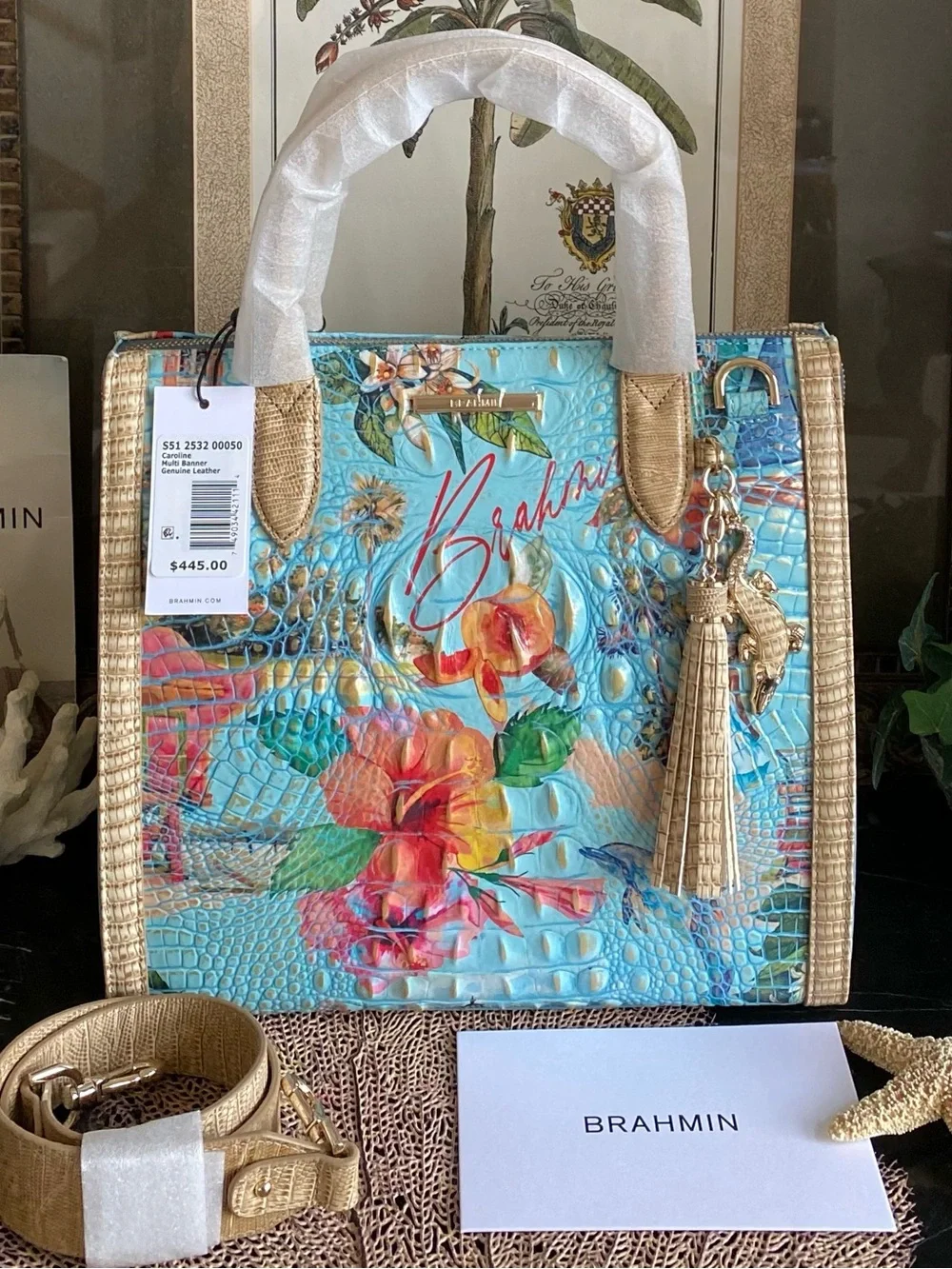 🌴🌸 NWT!! A BRAHMIN EXCLUSIVE! MULTI BANNER CAROLINE SATCHEL